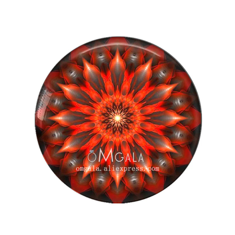 Fashion Scarlet Mandala Flower Art Patterns 12mm/18mm/20mm/25mm Round Photo glass cabochon demo flat back Making findings
