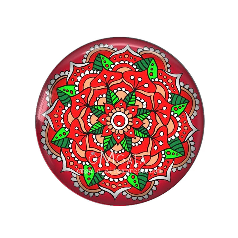 Fashion Scarlet Mandala Flower Art Patterns 12mm/18mm/20mm/25mm Round Photo glass cabochon demo flat back Making findings