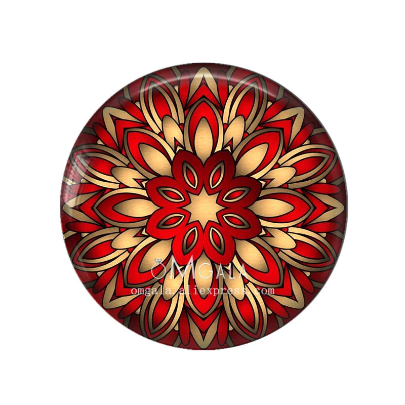 Fashion Scarlet Mandala Flower Art Patterns 12mm/18mm/20mm/25mm Round Photo glass cabochon demo flat back Making findings
