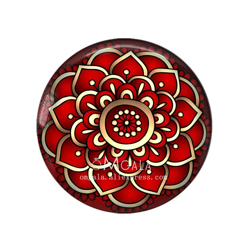 Fashion Scarlet Mandala Flower Art Patterns 12mm/18mm/20mm/25mm Round Photo glass cabochon demo flat back Making findings