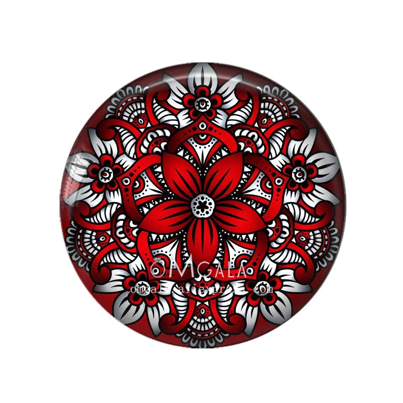 Fashion Scarlet Mandala Flower Art Patterns 12mm/18mm/20mm/25mm Round Photo glass cabochon demo flat back Making findings