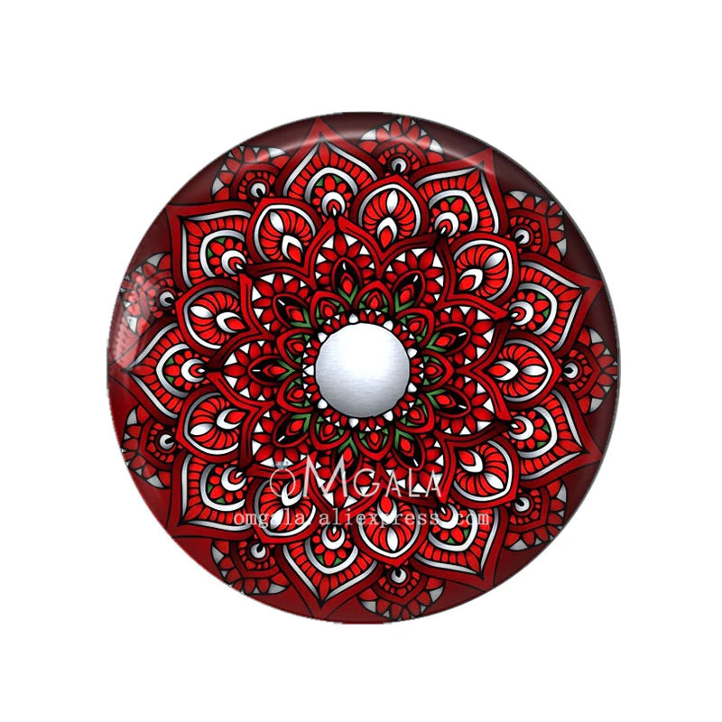 Fashion Scarlet Mandala Flower Art Patterns 12mm/18mm/20mm/25mm Round Photo glass cabochon demo flat back Making findings
