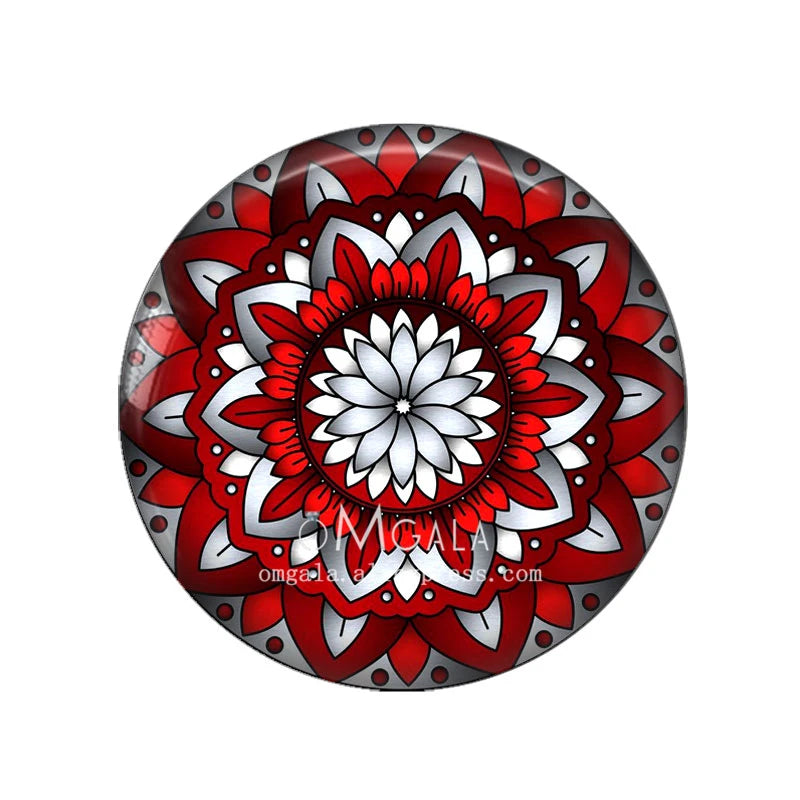 Fashion Scarlet Mandala Flower Art Patterns 12mm/18mm/20mm/25mm Round Photo glass cabochon demo flat back Making findings