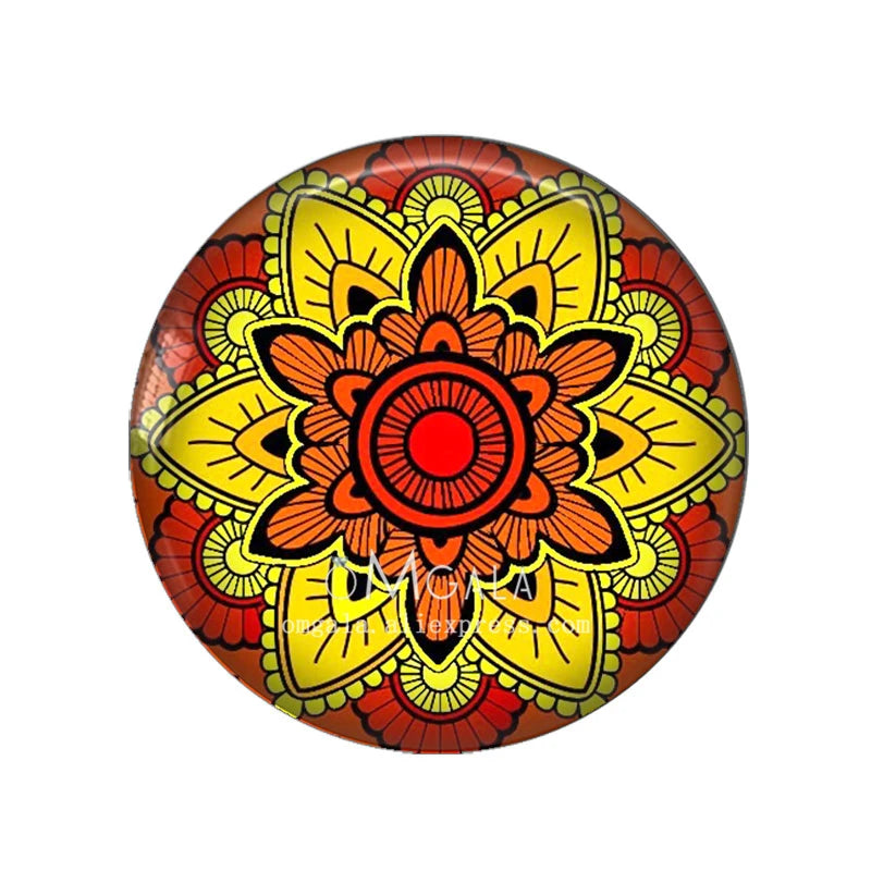 Fashion Scarlet Mandala Flower Art Patterns 12mm/18mm/20mm/25mm Round Photo glass cabochon demo flat back Making findings