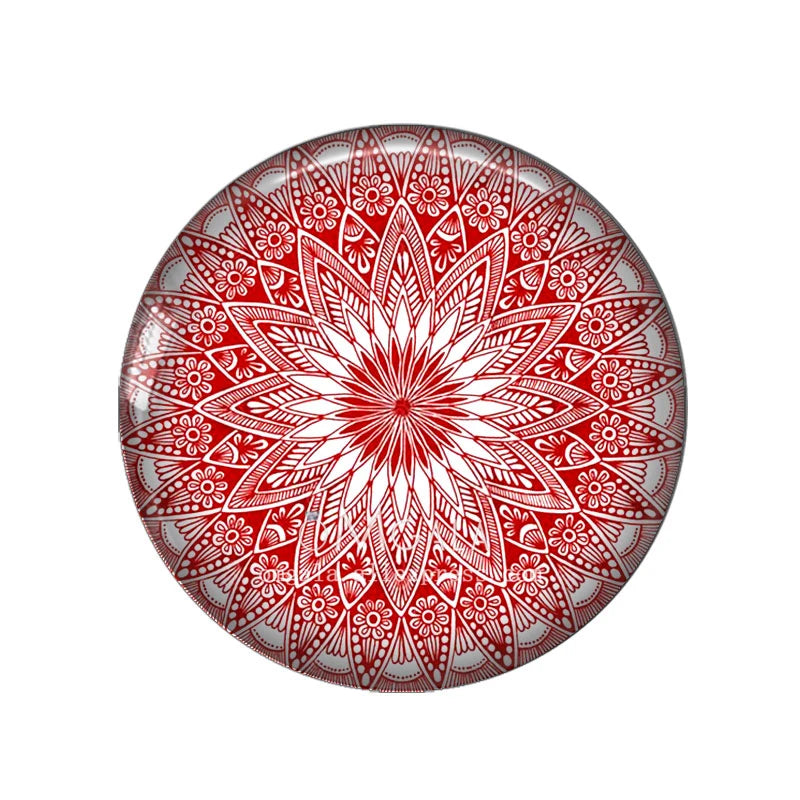 Fashion Scarlet Mandala Flower Art Patterns 12mm/18mm/20mm/25mm Round Photo glass cabochon demo flat back Making findings